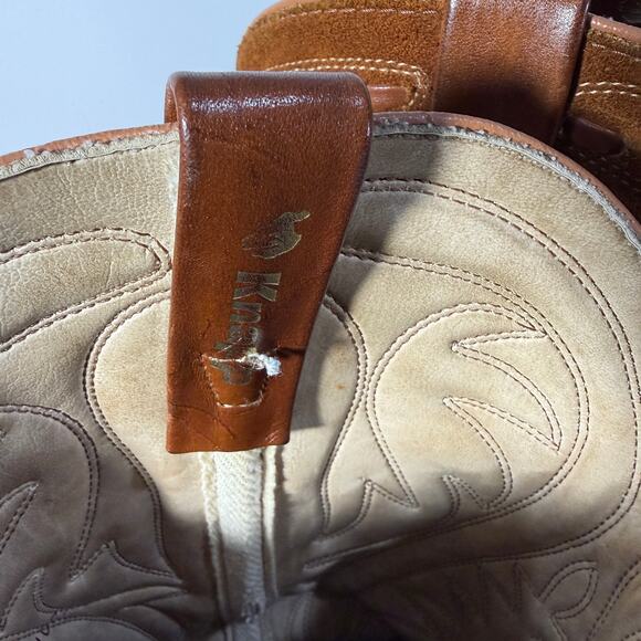 Leather and Suede Brown Embroidered Mens Cowboy Western Riding Boots Knapp 10.5 main image 4